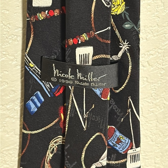 Nicole Miller Men's Black Cowboy Texas Tie 1996 100% Silk Hand Sewn‎ - Picture 6 of 8